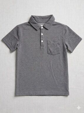 deux par deux Charcoal Gray Short Sleeve Polo with Pocket